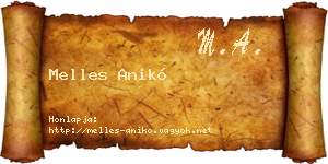 Melles Anikó névjegykártya